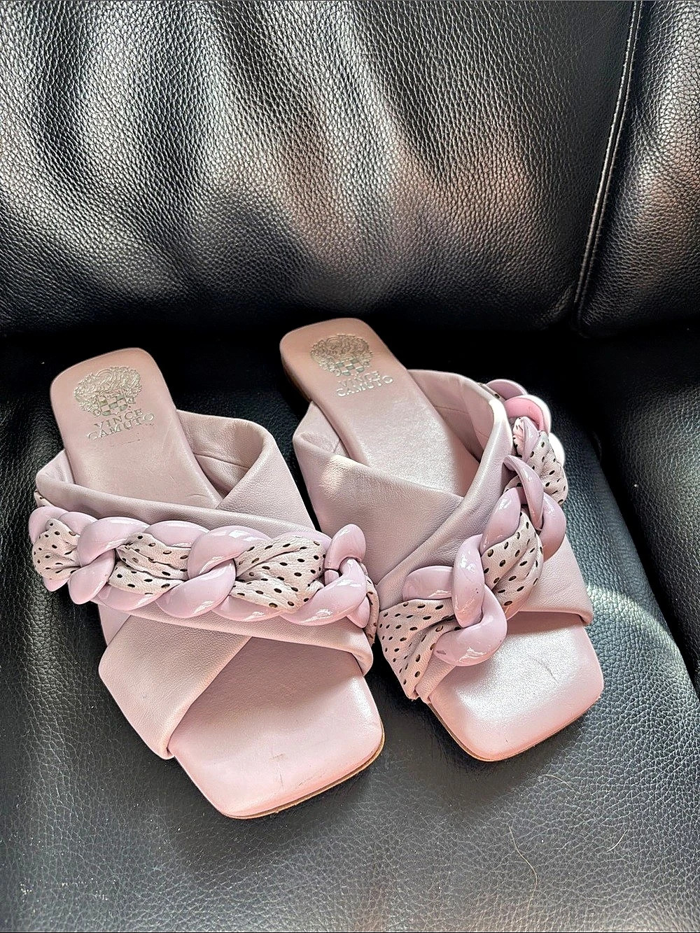 Vince Camuto Lexie Chain-Link Flat Sandal Pink Flat Sandal